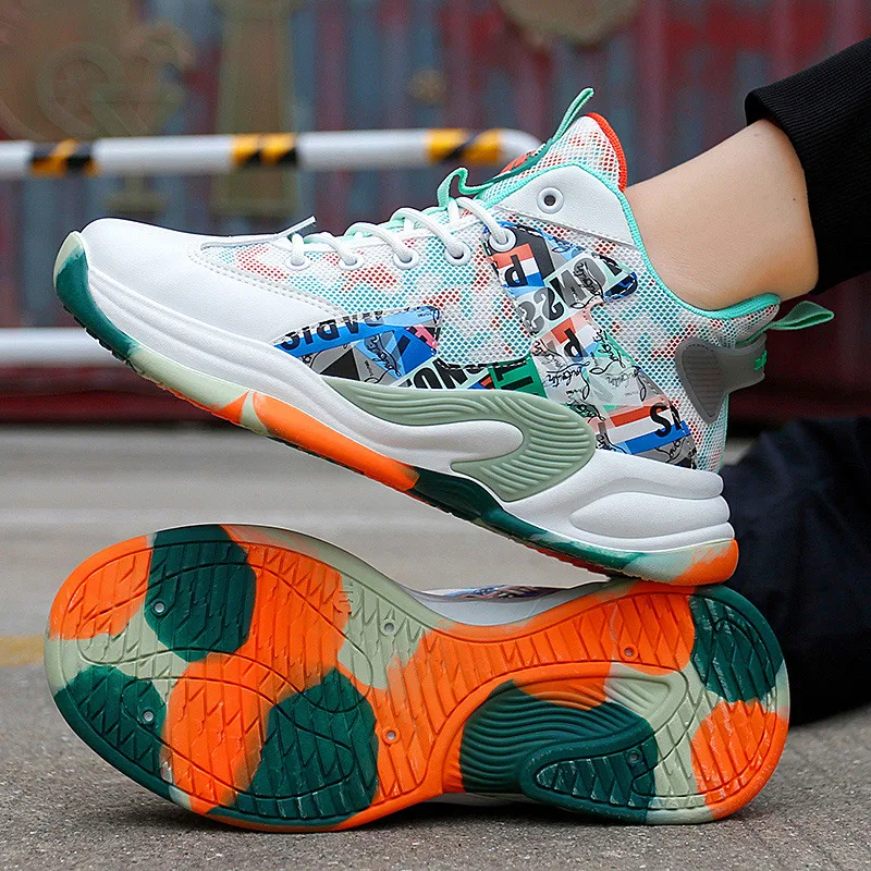 Fashion Printed White High-top Men's Basketball Shoes Platform Mens Trainers Outdoor Autumn Winter Women's Sports Shoes Baskets