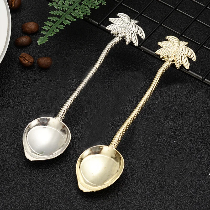

Mini Cute Vintage Coconut Tree Coffee Spoon Creative Delicate Stirring Spoon Zinc Alloy Dessert Spoon Dessert Table Decoration
