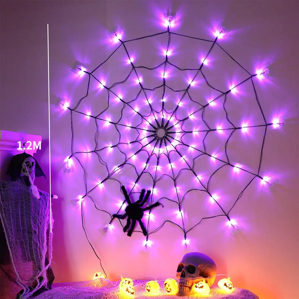 

Hot Spider Web Lights 80 LED orange 8 LED Light Modes Indoor Outdoor Garden Patio Home Yard Halloween Decorations Fast Delivery