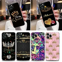 transparent phone case for apple iphone 12 11 13 pro max mini xs x xr 7 8 plus se cases cover i am queen princess diamond crown