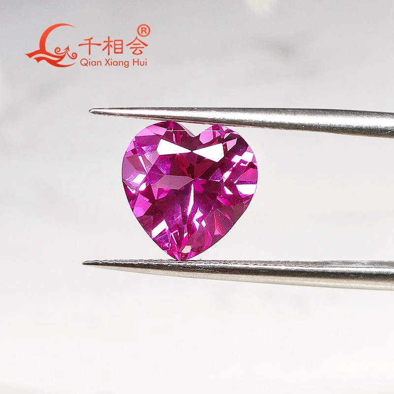

Розовый цвет 4 мм до 12 мм в форме сердца Алмазная резка искусственный рубин сапфировый корунд свободно Прикрепленный драгоценный камень