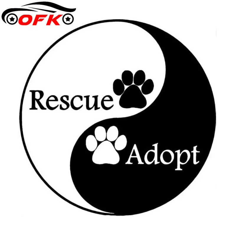 

Car Styling Personality Yin And Yang Dog Paw Adopt Rescue Car Stickers 15CM*15CM