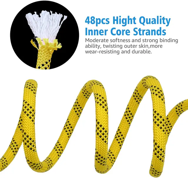 10mm Outdoor Climbing Rope Static Rock Climbing Rope, Tree Climbing Rappelling Rope, Escape Nylon Rope with 2 Steel Hooks 3