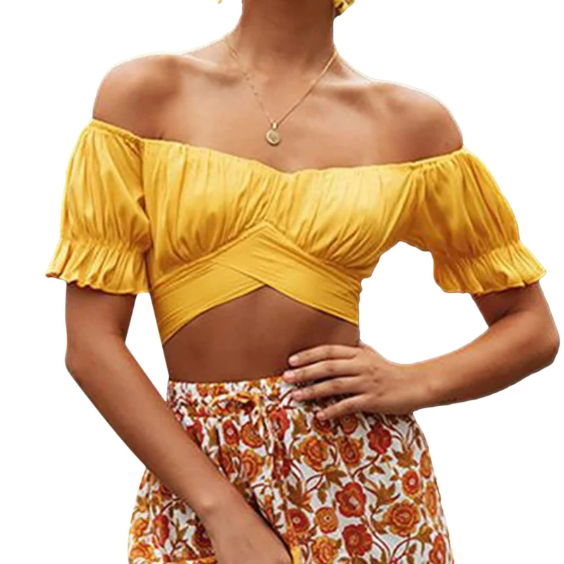 

Fashion Summer Sexy Tops For Women Cropped Navel Summer Top Lotus Leaf Sleeves Tshirt Female Tube Top 2022 Bralette Top Tanks