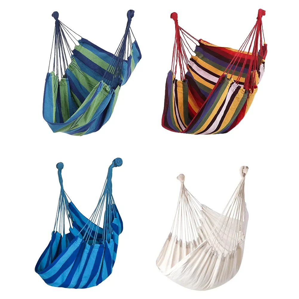 

Canvas Hammock Chair Swing Indoor Garden Sports Home Travel Leisure Hiking Camping Stripe Hammock Hanging Bed