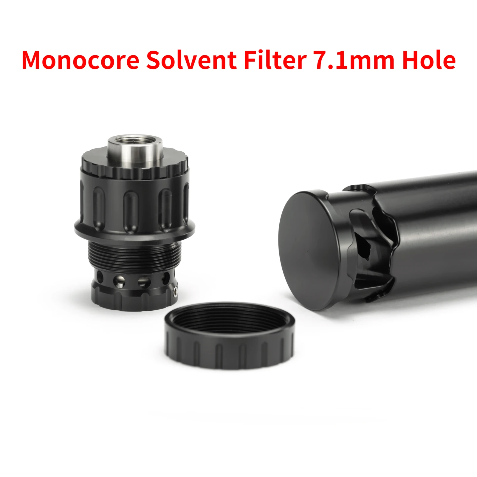 

6.5''L Aluminum Single Core 1-3/16x24 Solvent Cleaning Tube Filter Monocore 7.1mm Hole + 1/2x28 Stainless Steel Piston Booster