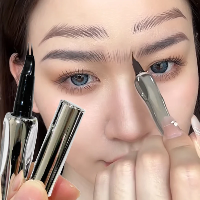 Водостойкий жидкий карандаш для бровей с 2 точками подводка глаз искусственная