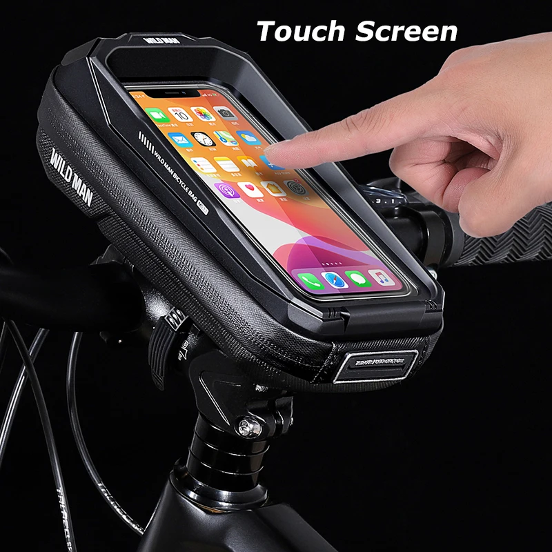 wild man waterproof bike front top tube bag cycling handlebar bag touch screen bicycle frame bag 6 7 inch mobile phone case free global shipping