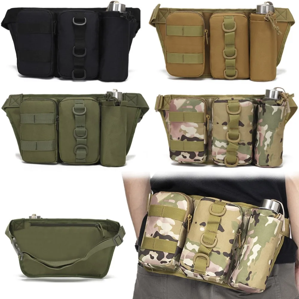 

Tactical Men Waist Pack Nylon Hiking Water Bottle Holder Phone Pouch Hunting Belt Molle Bag Climbing Travel Camping Belt Bag