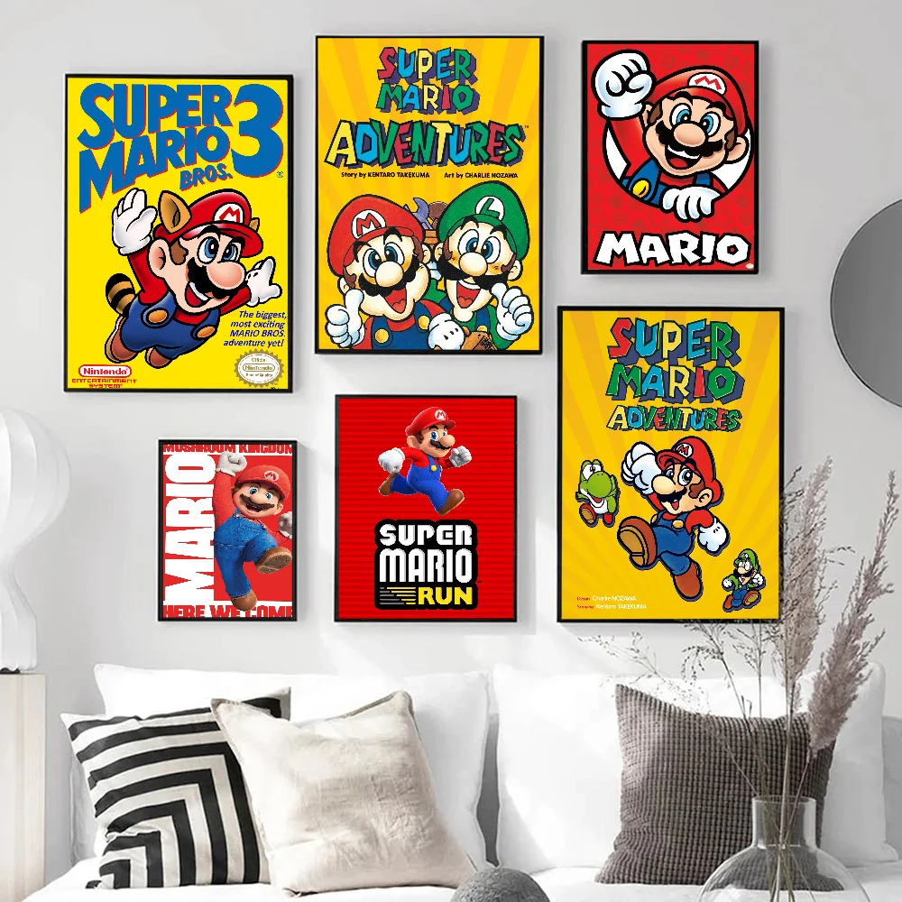 Плакат S-SuperMario из белой бумаги плакат высокого качества настенная живопись