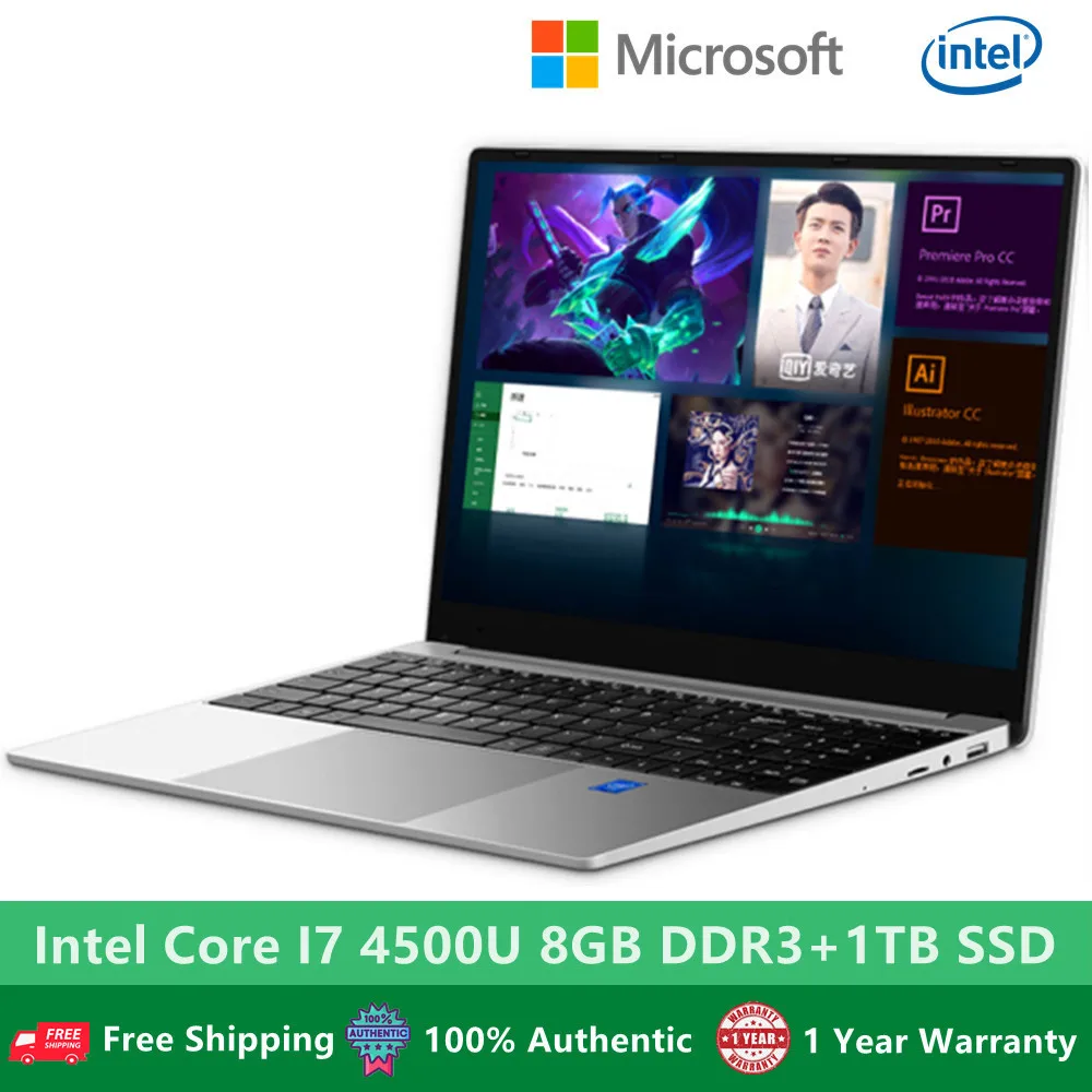 2022 X7S Business Notebook Office Laptop 15.6 Inch Intel I7 4500U 8G RAM 1TB SSD Luminous Keyboard Gaming TouchPad Fingerprint