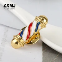 zxmj fashion enamel pin barber turn light brooches for women drip oil barber shop logo badge clothes pins fashion accessories