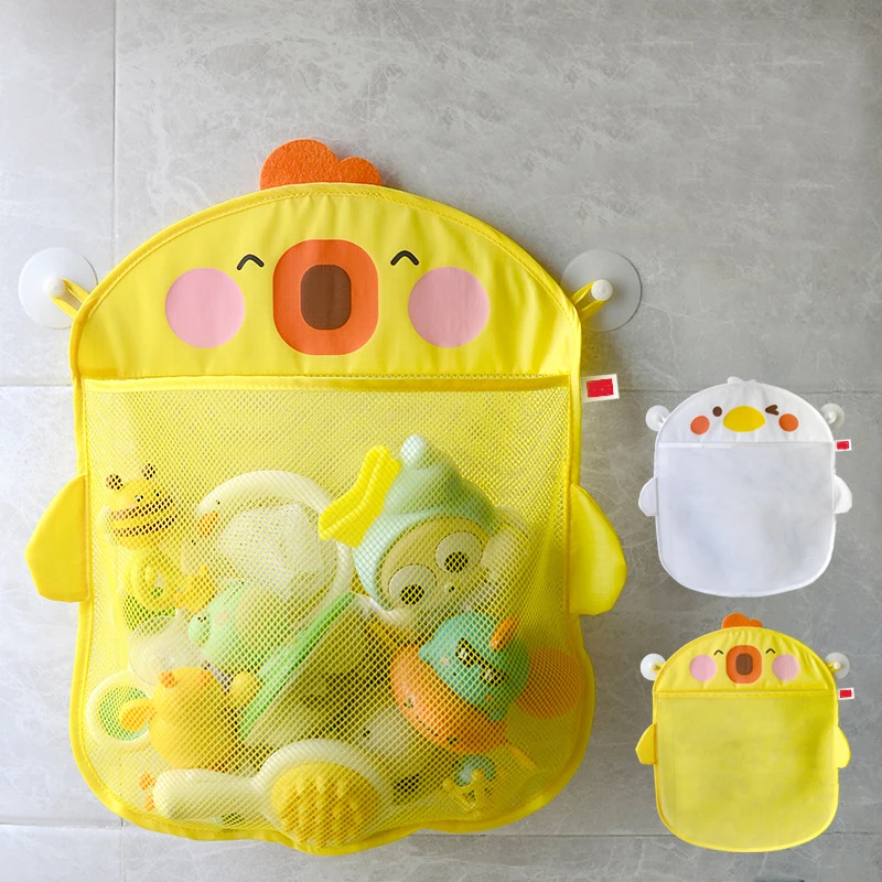 Baby Bath Toys Cute Duck Mesh Net Toy Storage Bag Strong With Suction Cups Bath Game Bag Bathroom Organizer Water Toys For Kids