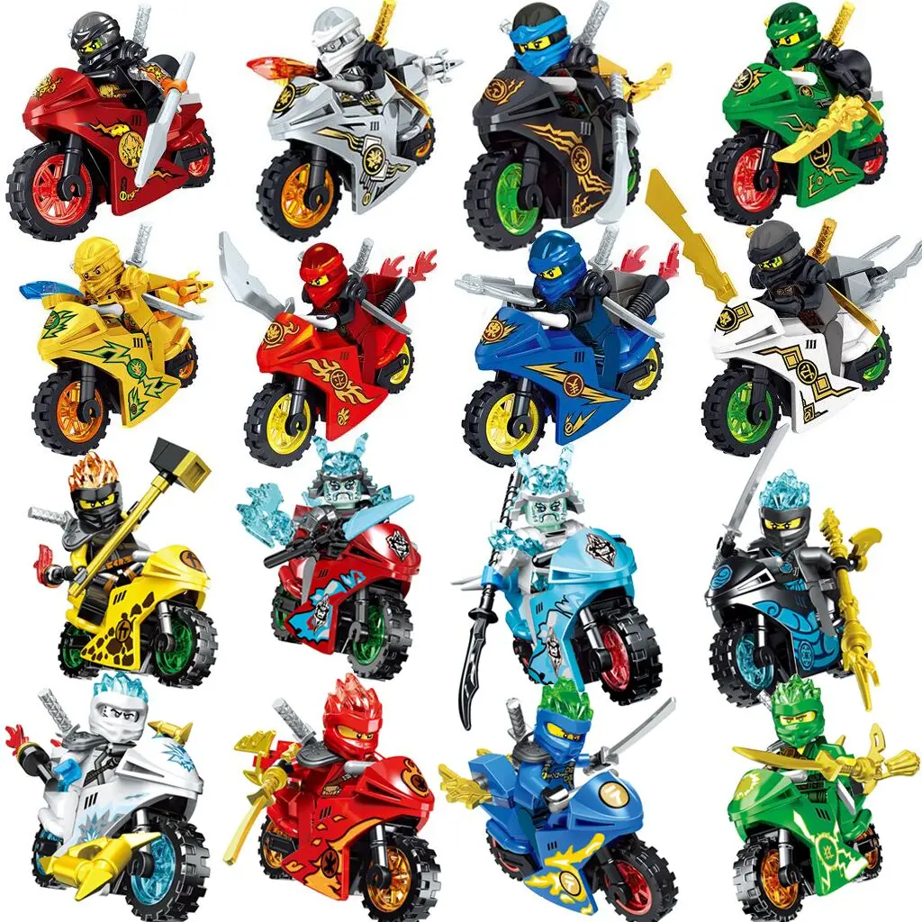 

Disney 8pcs/lot Ninja Motorcycles Model Building Blocks Bricks With Figures Kids Toys for Children Ninjagoes Christmas Gifts