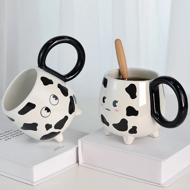 

Ceramic Large Cute Cow Mug Office Creative Ceramic Cup Family Breakfast Coffee Milk Cup Couple Water Cup