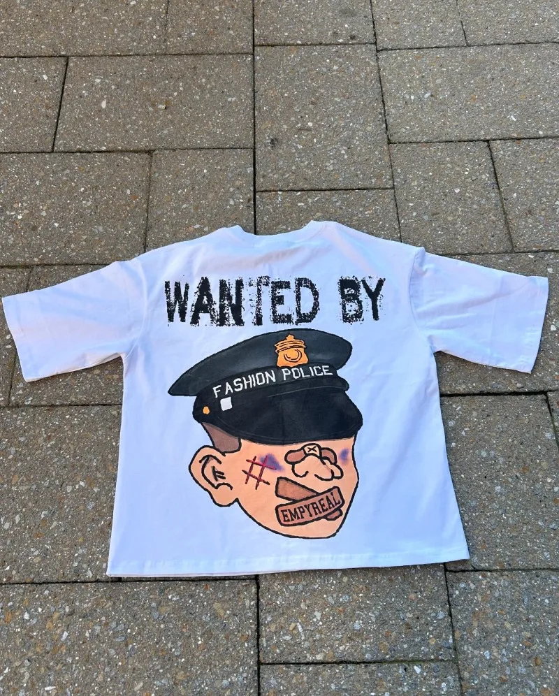 Новая футболка в стиле Харадзюку модная полицейская с мультяшным принтом топ Y2k