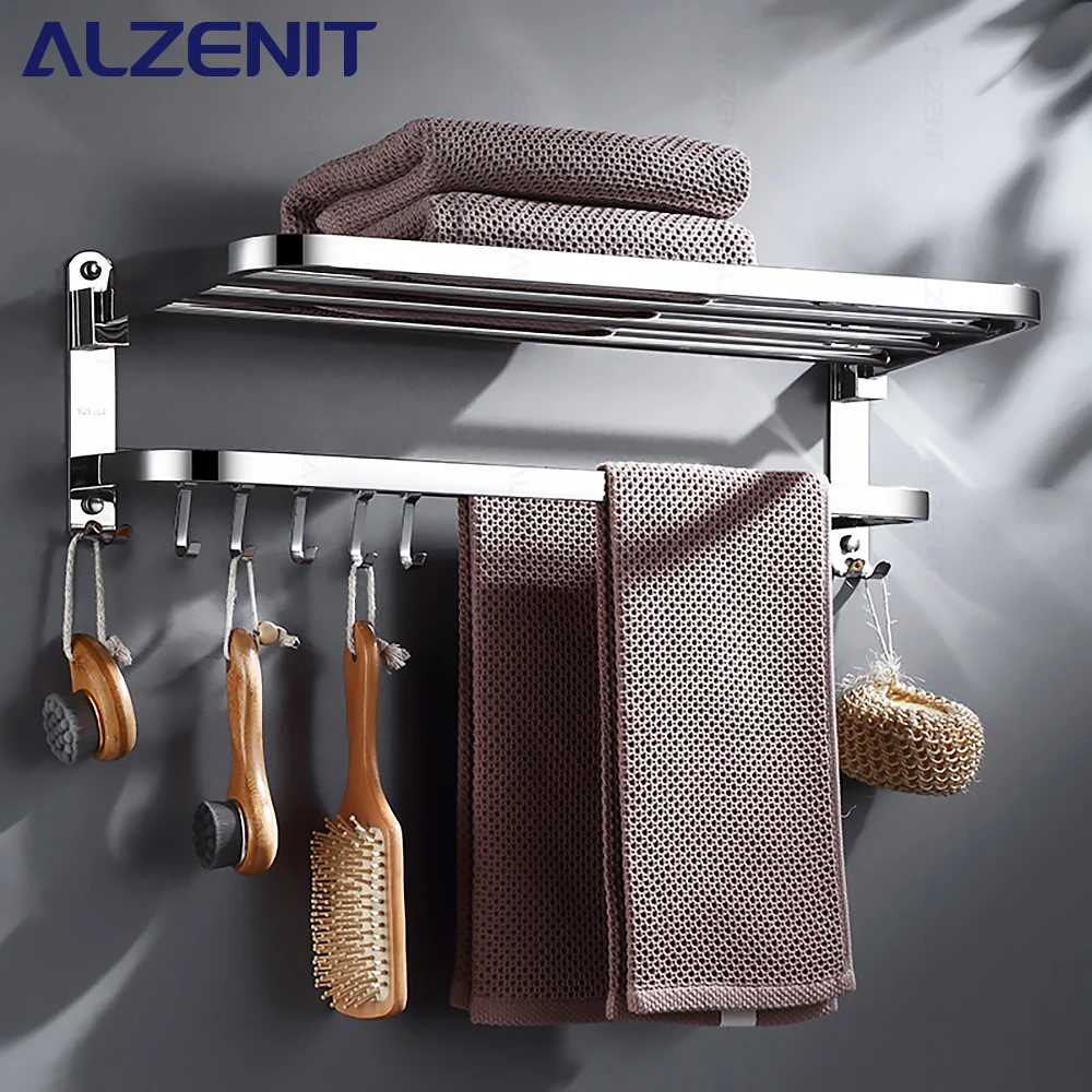Rack Moable Holder Hook Wall Mount Mirror Chrome Shelf Shower Rail Hanger Bar Bathroom Accessories