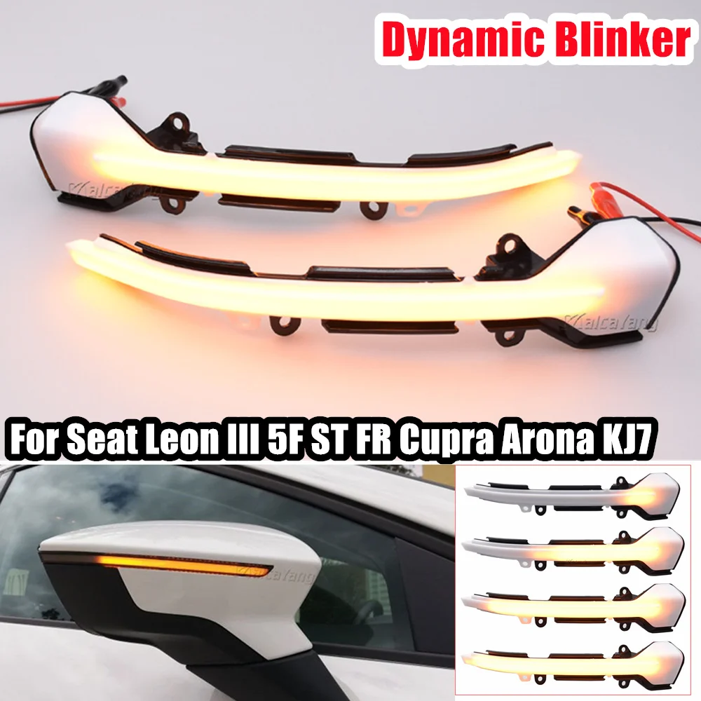 

For SEAT Arona 17-19 Leon III Mk3 5F 13-19 Ibiza KJ Mk5 V LED Dynamic Turn Signal Blinker Sequential Side Mirror Indicator Light