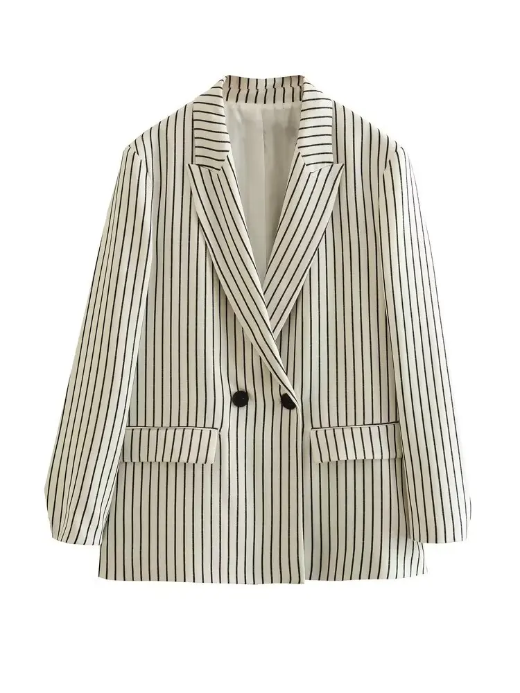 Dave&Di British Ladies Vintage Fashion Boyfriend Stripe Blazer Women Casual Jacket