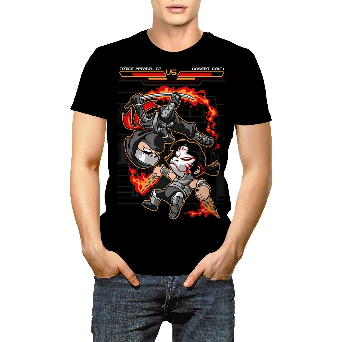 Летняя мужская футболка с коротким рукавом и принтом дьявола Свободный Топ в