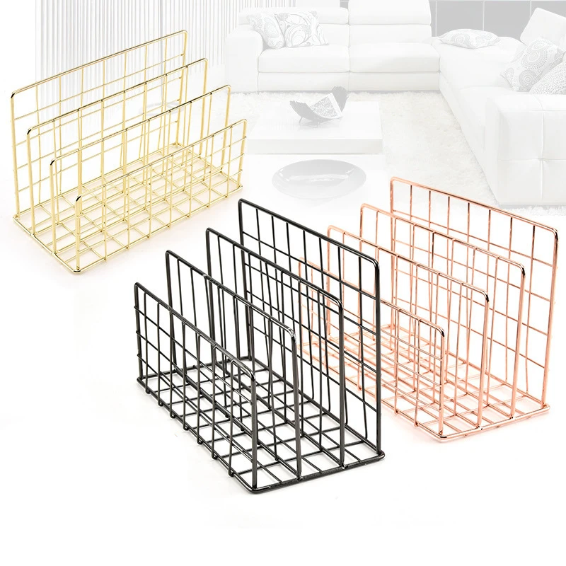 

1Pc Office Desk Book File Document Rack Home Bedroom Iron Bookshelf Magazine Tea Table Storage Shelf Desk Supplies