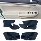 Кожаный чехол для дверной панели с левым рулем из микрофибры для VW Golf 5 Jetta 2005-2009, панель для подлокотника автомобильной двери, наклейка, отделка