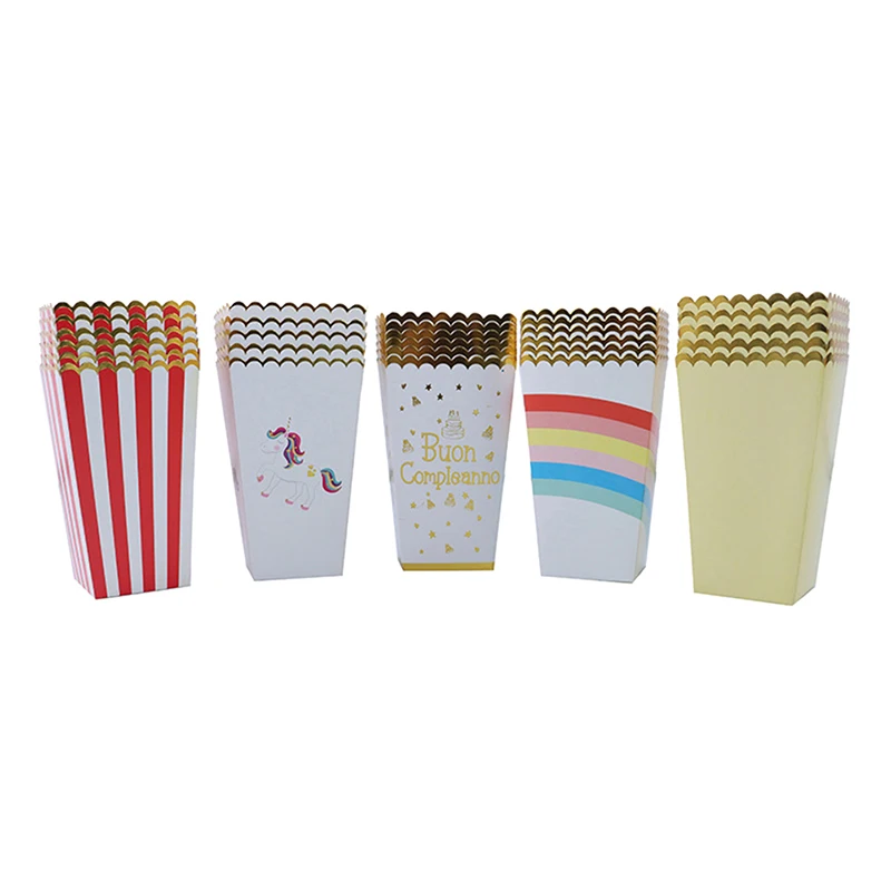 Одноразовые Коробки для попкорна 6 шт. бумажные коробки кинотеатра десертных