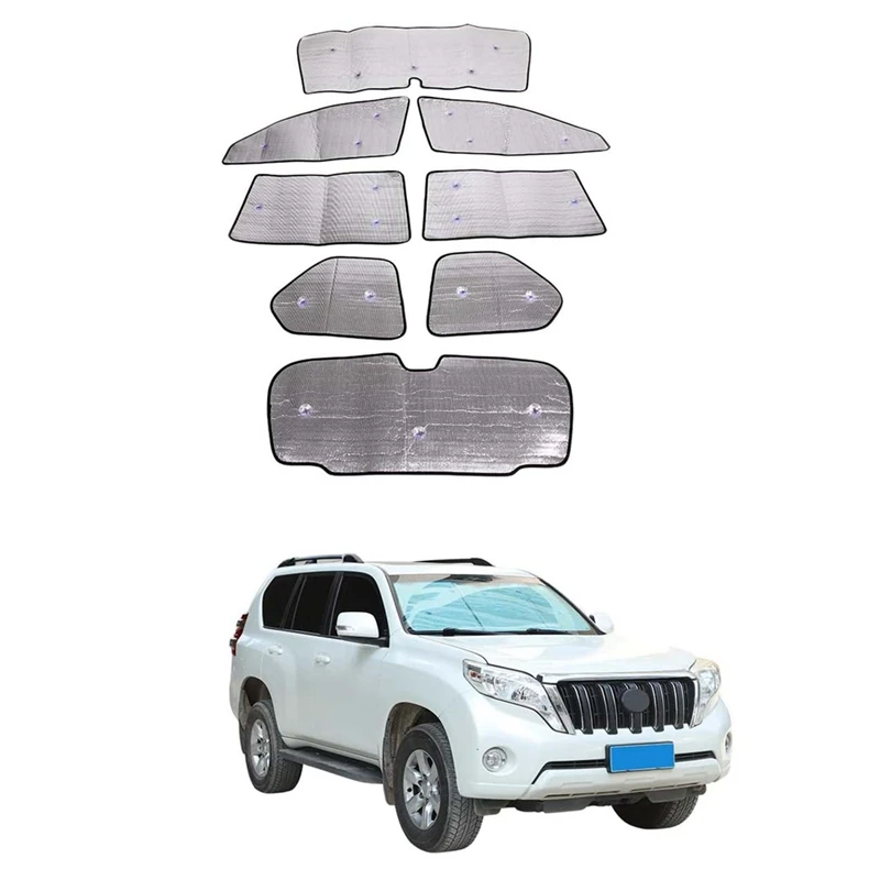 

8PCS Aluminum Foil Windshield Sunshade Front UV Protect Reflector Sun Visor Accessories For Toyota Land Cruiser Prado