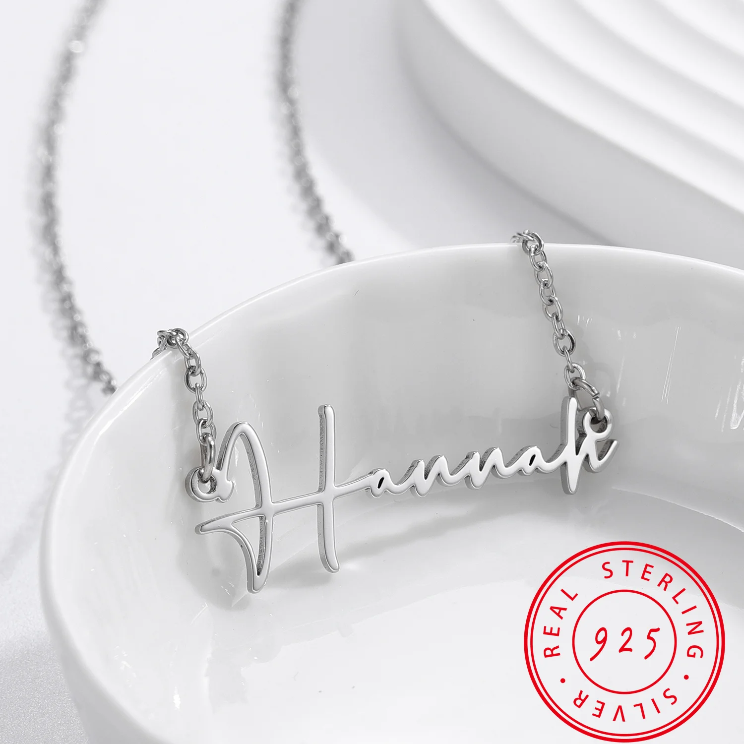 Nome della scrittura personalizzato collana fatta a mano corsivo targhetta in argento Sterling 925 compleanno festa della mamma regalo gioielli girocollo donna