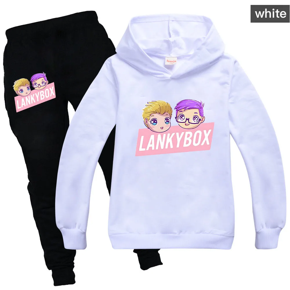 Girls Clothes Kids Lankybox Hoodie Long Sleeve Casual Boys Sweatshirts Cartoon Tops Harajuku Thin Pants 2pcs Unisex Sudadera