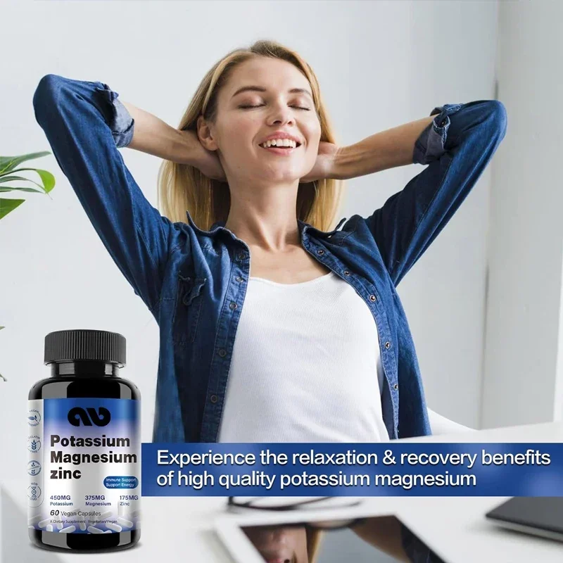 Magnesium potassium supplement 1000mg magnesium zinc is used for leg spasms supporting blood vessels bones and muscles