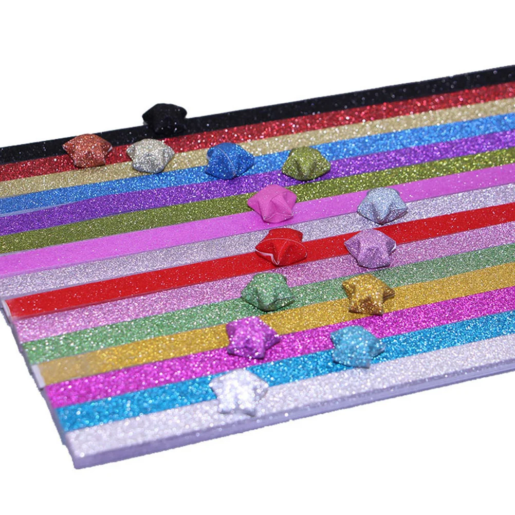 

320pcs Glitter Origami Star Folding Paper Rainbow Five Star Paper for DIY Craft (Mixed Color)