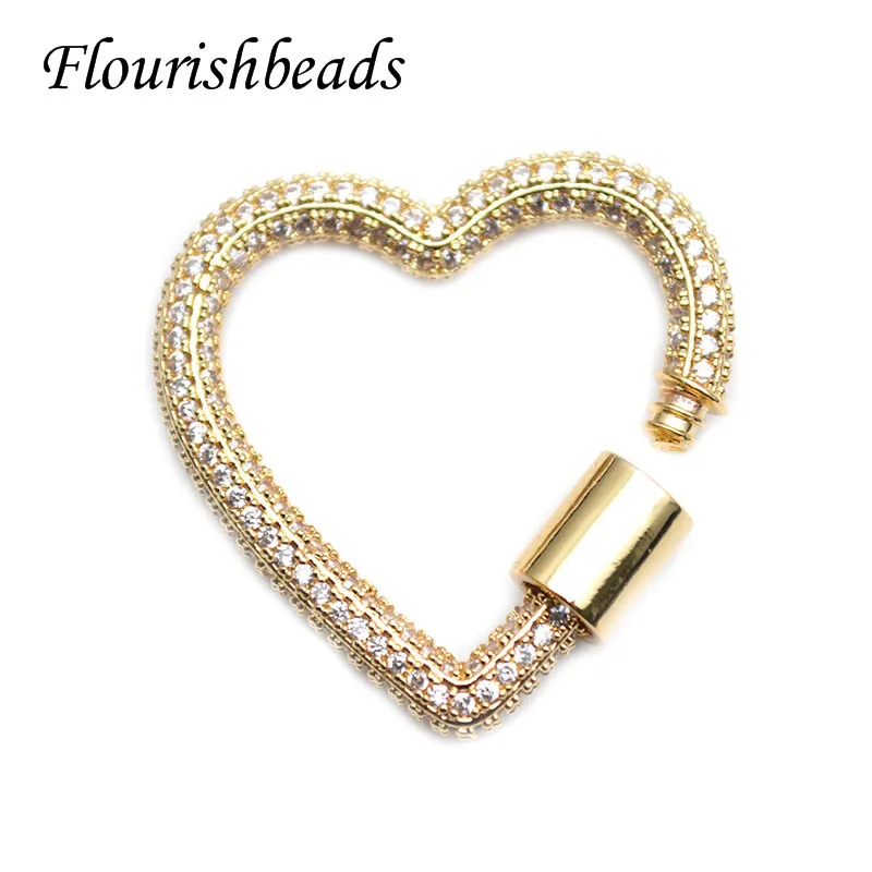 

25mm High Quality Gold Color Heart Shape Carabiner Screw Clasp Decoration for Nickel Free Jewelry Findings Supplier 5pcs/lot