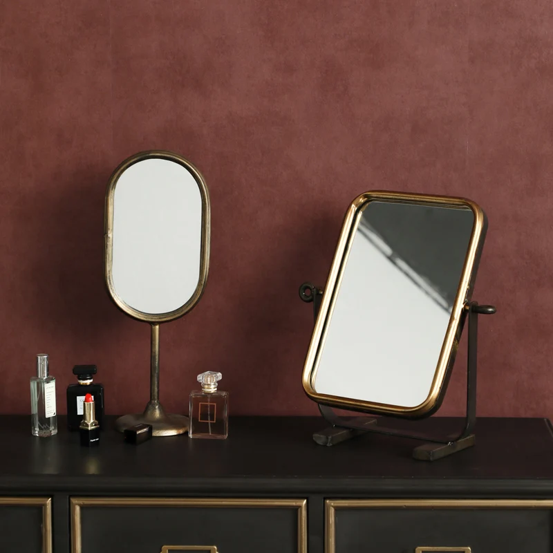 

Flexible Makeup Standing Decorative Mirror Metal Rectangle Vintage Aesthetic Mirror Design Bedroom Espejo Adhesivo Room Decor