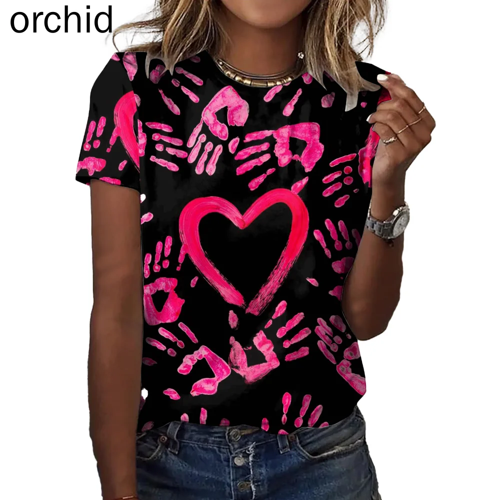 

Hot Sale Women's Crewneck Shirt 2023 Fashion T Shirt for Women 3d Love Graphic T-shirt Beautiful Girls Short Sleeve Oversized