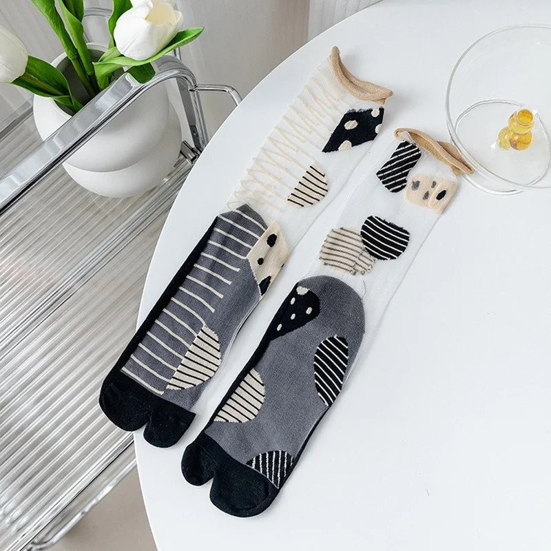 Летние длинные носки женские тонкие кавайные чулки в японском стиле с разрезом