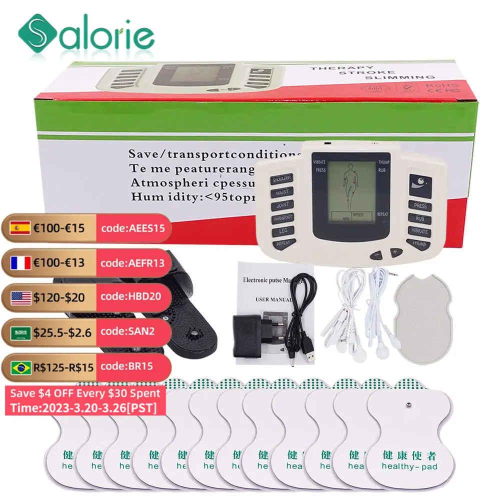 

Tens Unit Электрический массажер для спины, шеи, мышц, EMS, импульсная Цифровая терапия, машина для снятия боли, электростимулятор