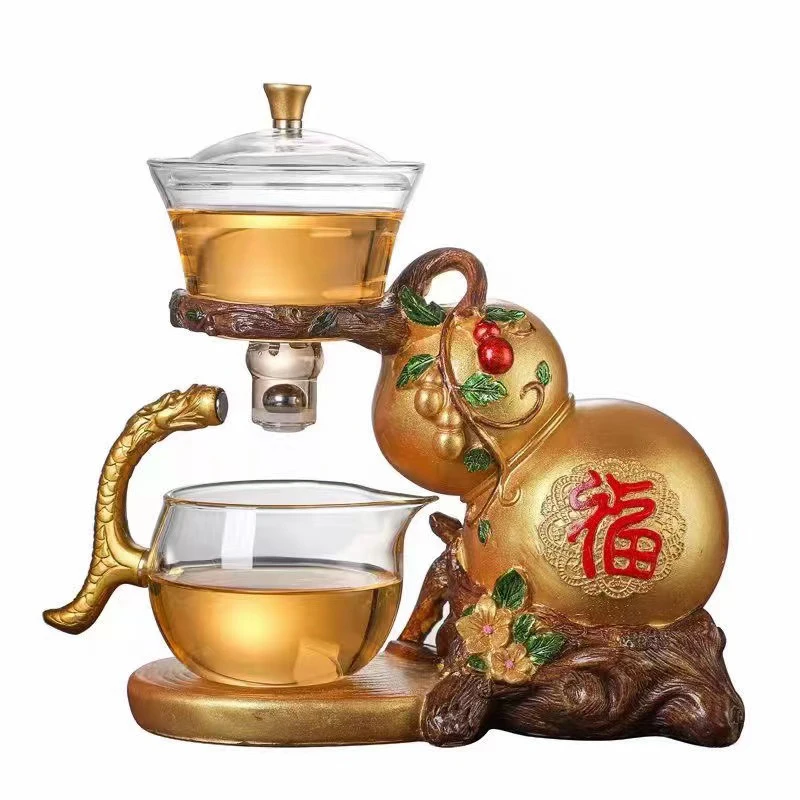

Automatic Kung Fu Tea Set Set Phone Holder Complete Set of Glass Anti-Scald Tea Making Tea Bowl