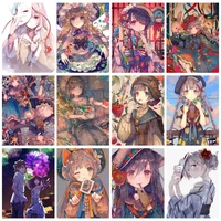 gatyztory modern painting by numbers for adult anime girls handmade on canvas diy gift picture drawing paint kit canvas painting