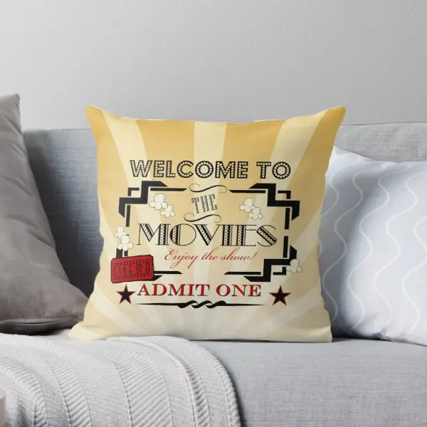 

Movie Theater Admit One Ticket Cinema Printing Throw Pillow Cover Throw Fashion Square Case Decor Comfort Pillows not include