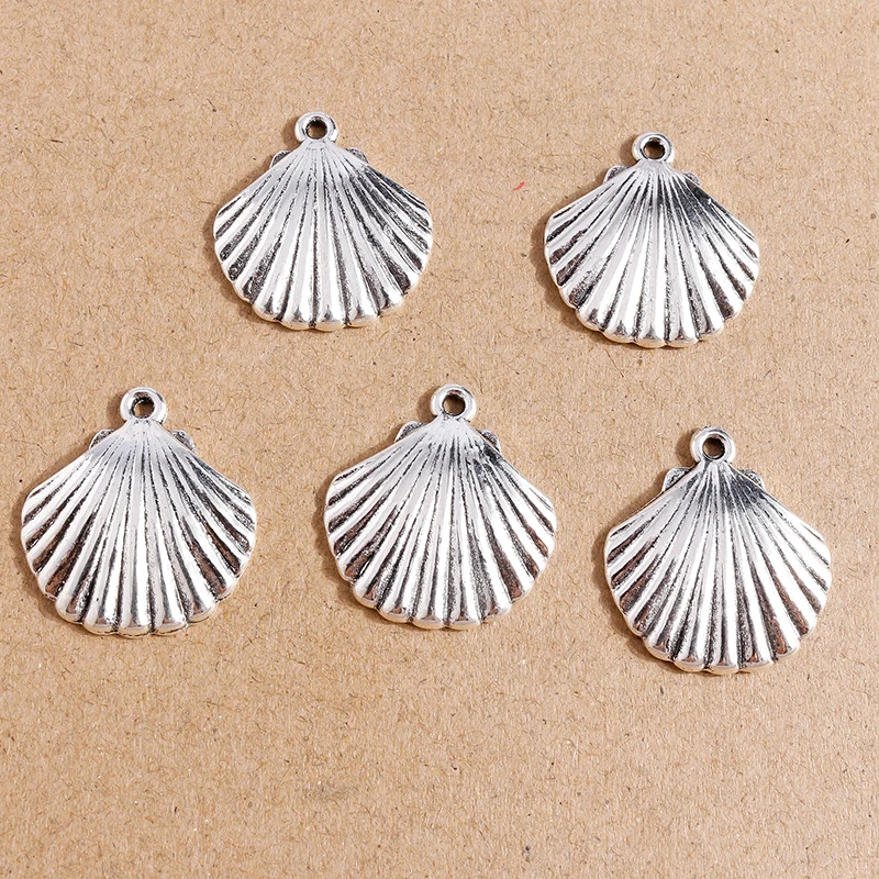 

15pcs 22x24mm Retro Silver Color Alloy Shell Charms Pendants for Jewelry Making Women Bohemian Earrings Necklaces Craft Supplies
