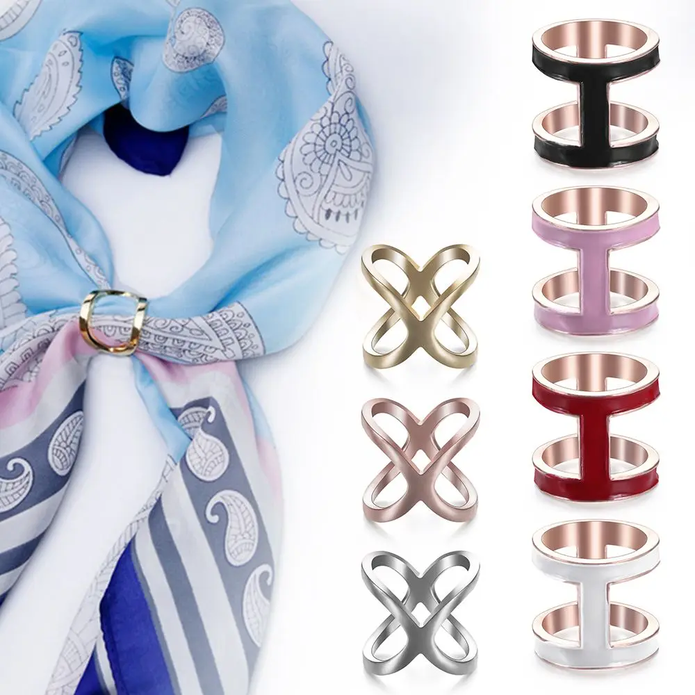 

Женская модная эмалированная брошь X-образной формы из сплава, элегантная Пряжка для шарфа, кольцо-зажим для шарфа, аксессуары для шаль и шарфа