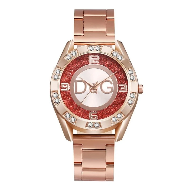 Women Watches DQG Luxury Rose Gold Frosted Diamond Quartz Watch Fashion Creative Men's and Women's Sports Chronograph Watch