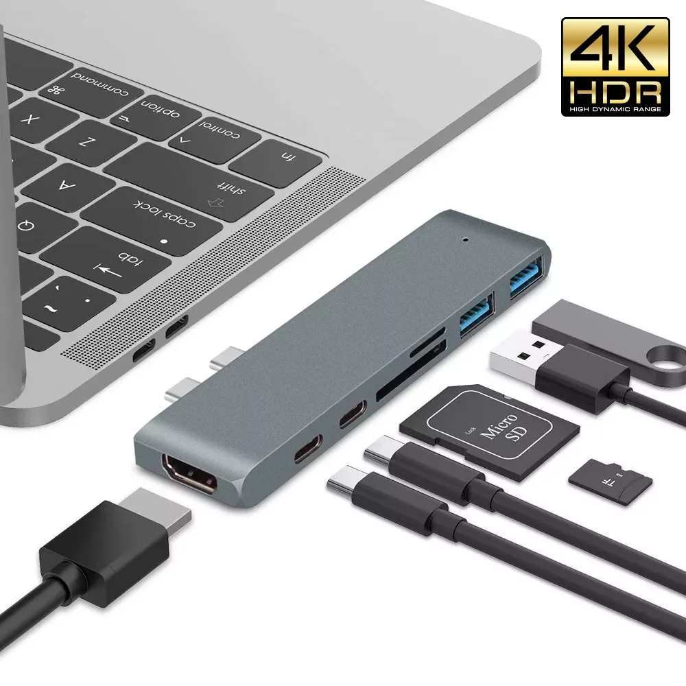 

USB 3. 0 Type-C адаптер HDMI 4K Thunderbolt 3 USB C хаб TF SD кардридер слот PD для MacBook Pro 16 14 Air Бесплатная доставка