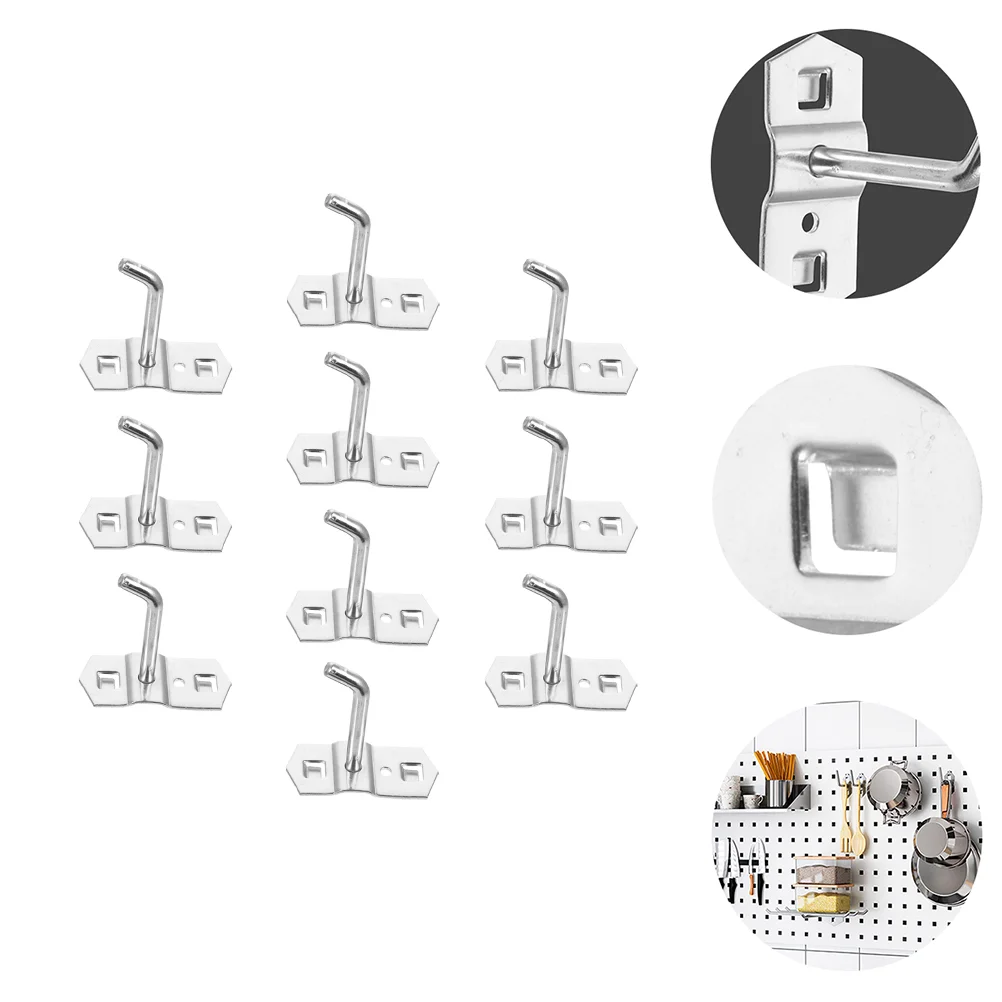 

10 Pcs Hole Board Hook Iron Wall Hangers Hard-ware Hooks Heavy Duty Clothes Durable Bathtub Accessories Multi-function Hanging