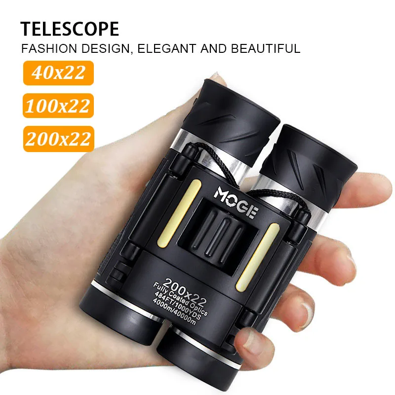 

200x22 HD Zoom Portable Binoculars Long Range BAK4 FMC Optics Telescope Folding Low Light Night Vision Binoculars for Hunting