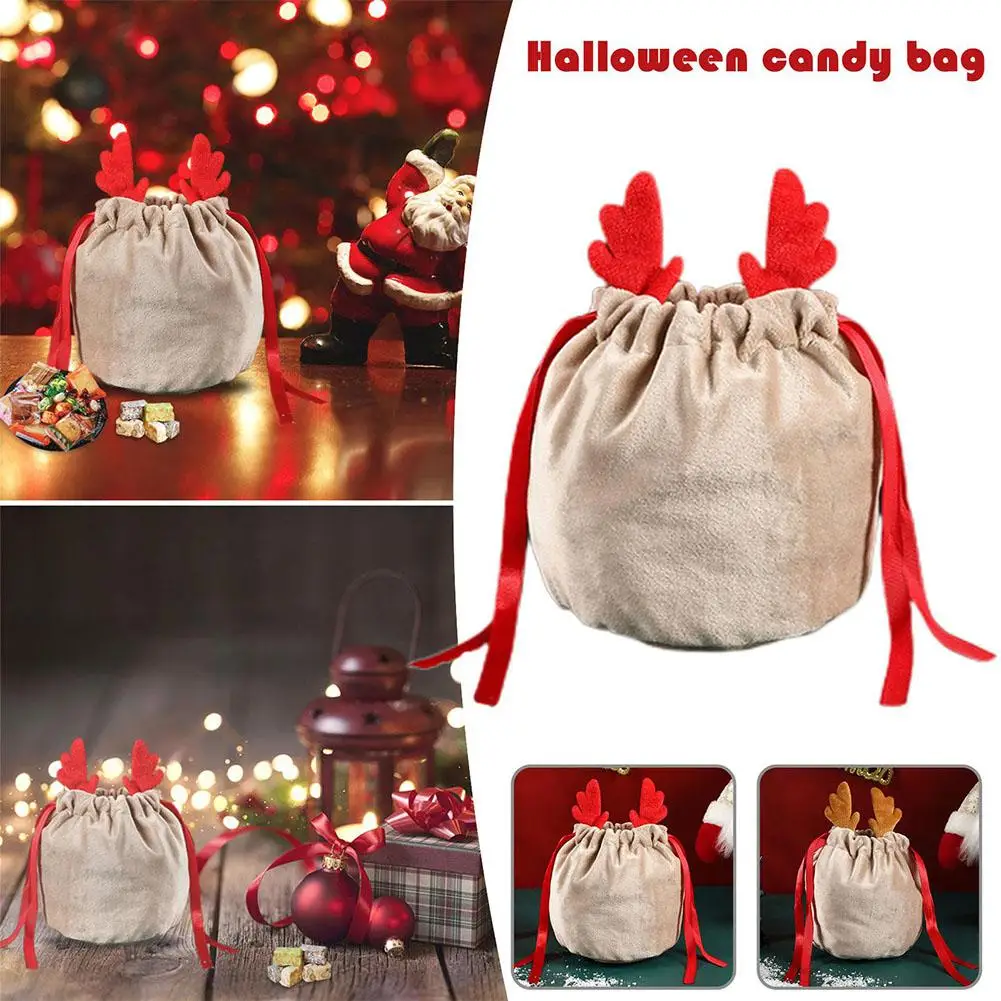 

Christmas Candy Bags Antlers Bags Velvet Draw String Bunny Gift Packing Bag for Christmas Wedding Easter I1F0
