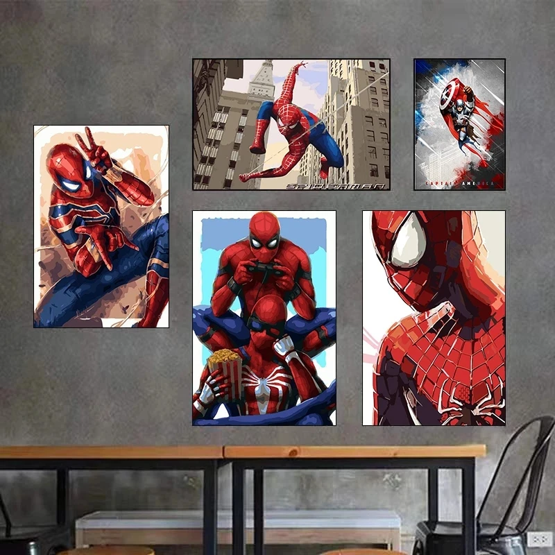 

Superhero Spiderman White Kraft Paper Posters Nursery Wall Art Nordic Posters And Prints Wall Pictures Boy Kids Room Decor
