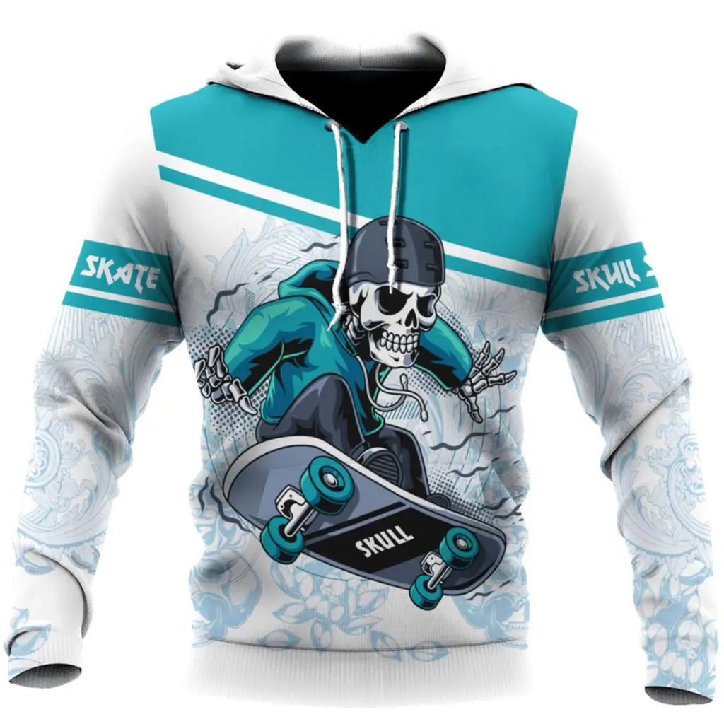 

New spring and autumn brand death skull art men's 3D digital printing hooded zipper fashion top unisex sports suit jacket KL186