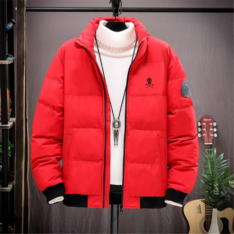 Winter Men's Golf Jackets Stand Collar Fashion Trend Casual Windbreaker Korea Man Golf Wear Thicken Keep Warm Cotton Down Coats